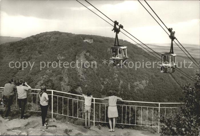 Thale Harz Blick von der Bergstation zum Berghotel Rosstrappe Bergbahn