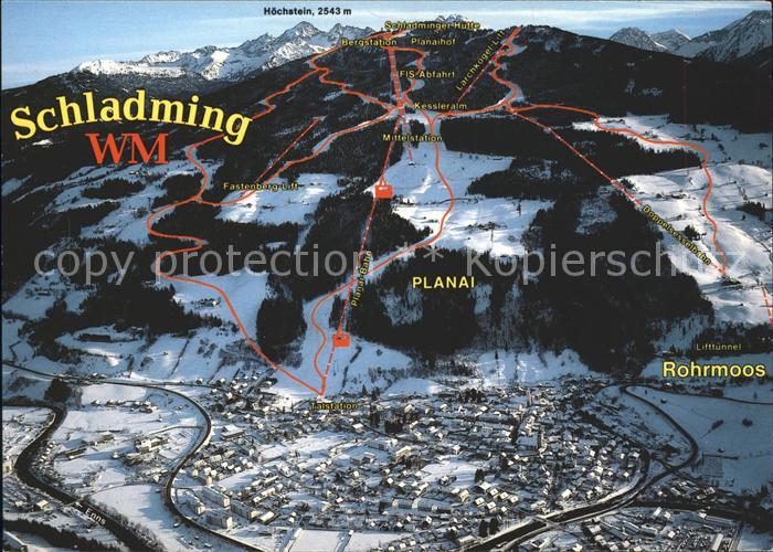 Schladming Obersteiermark FIS Abfahrt WM Stadt Fliegeraufnahme Wintersportplatz