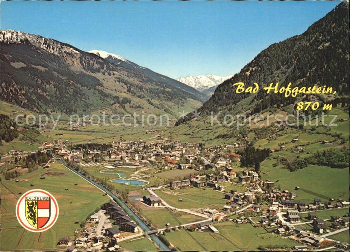 Bad Hofgastein Panorama Weltkurort Alpen Wappen Fliegeraufnahme