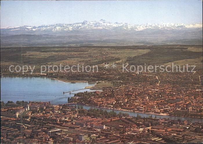 Konstanz Bodensee Fliegeraufnahme mit See und Saentis