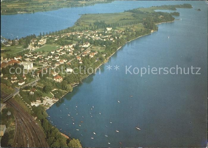 Radolfzell Bodensee Fliegeraufnahme mit Halbinsel Mettnau