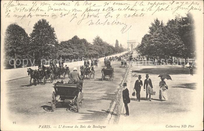 Paris Avenue du Bois de Boulogne Pferdekutschen