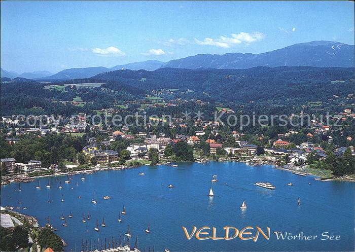 Velden Woerthersee Fliegeraufnahme See-Bucht mit Schloss und Casino