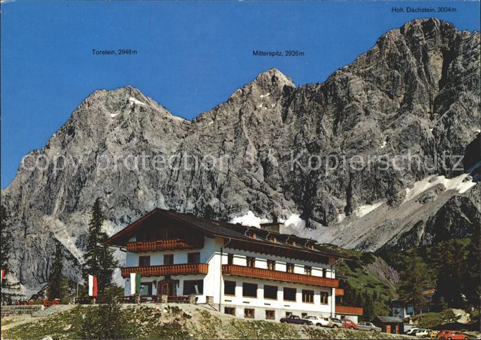 Ramsau Dachstein Steiermark Dachsteinsuedwand mit Berghotel Tuerlwand