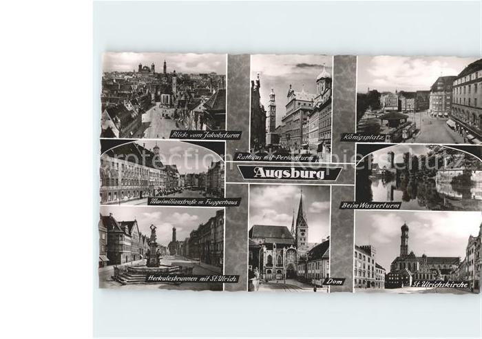 Augsburg Wasserturm Koenigsplatz Herkulesbrunnen Jakobsturm