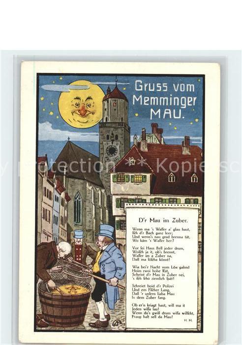 Memmingen Bayern Mau im Zuber Zeichnung