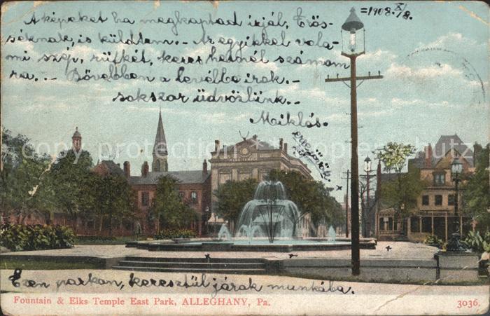 Alleghany Fontain and Elks Temple East Park