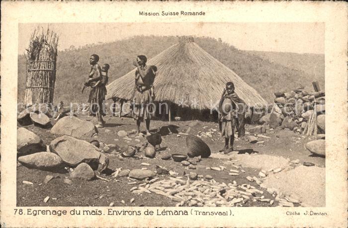 Transvaal Suedafrika Mission Suisse Romande Egrenage du mais Eingeborene