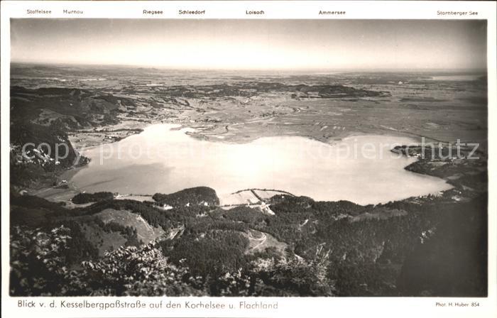 Kochelsee Blick von Kesselbergstrasse auf Staffelsee Riegsee Schleedorf Loisach