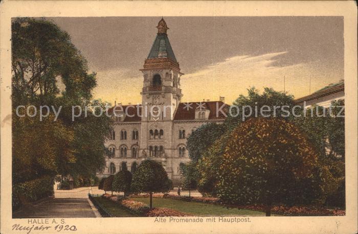 Halle Saale Alpte Promenade mit Hauptpost
