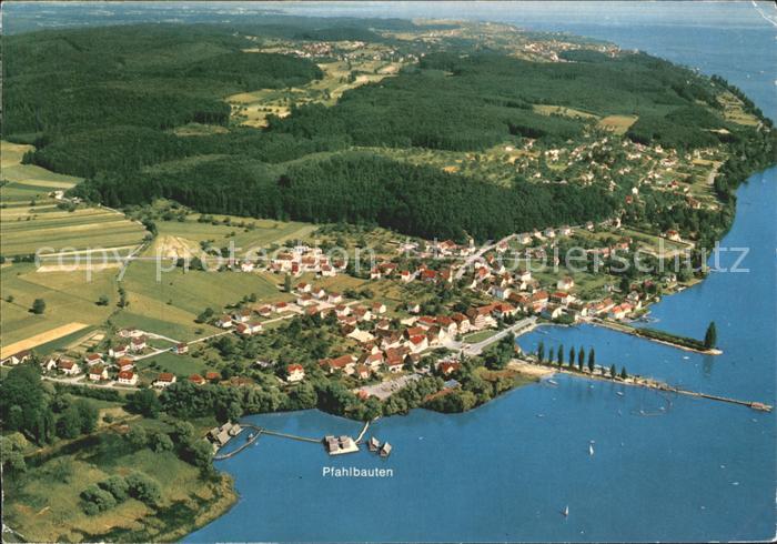 Unteruhldingen Fliegeraufnahme mit Pfahlbauten