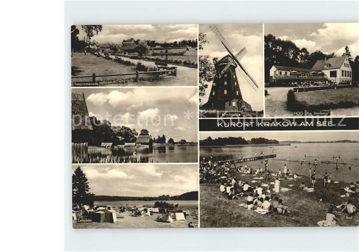 Krakow See Windmuehle Camping Strand