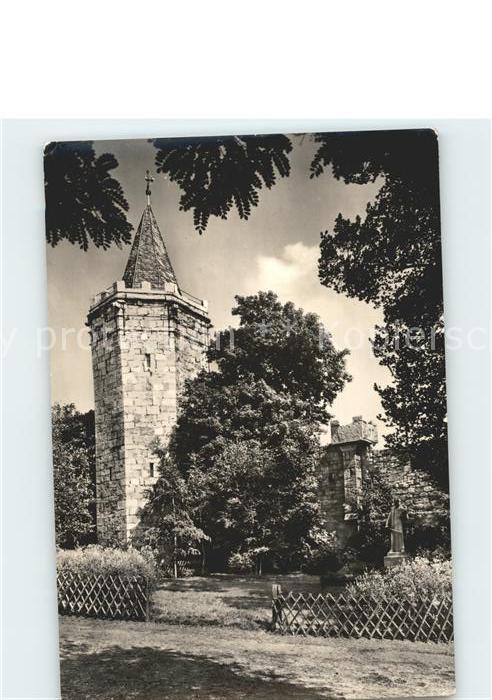 Muehlhausen Thueringen Rabenturm mit Thomas Muentzer-Denkmal