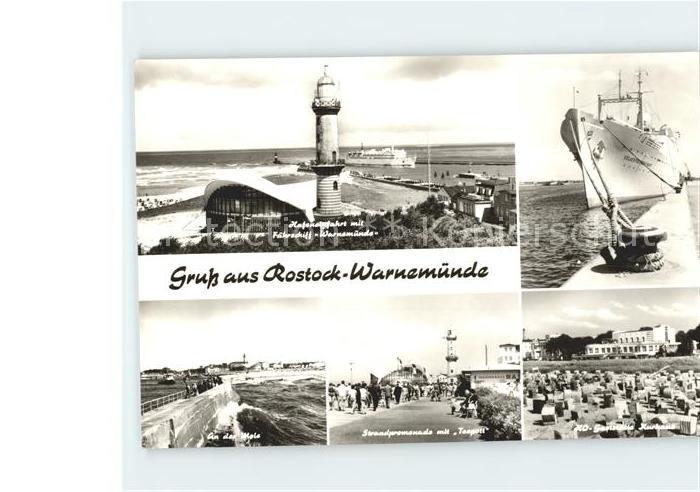 Warnemuende Ostseebad Leuchtturm Schiff Mole Strand