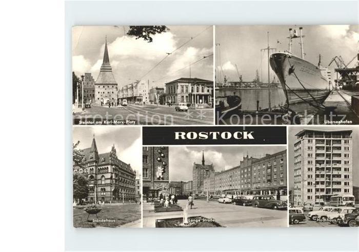 ROSTOCK CITY Steintor Karl-Marx-Platz Lange-Strasse Staendehaus Hafen Schiffe
