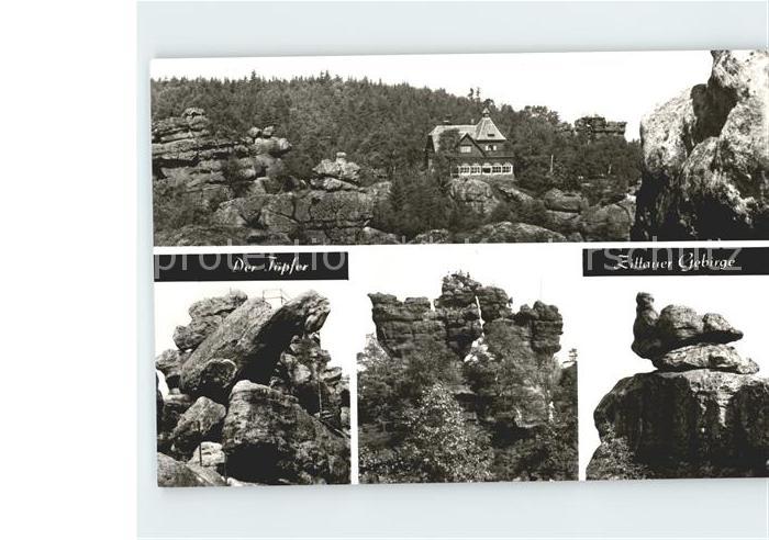 Oybin Sachsen Toepferbaude Felsengebilde Papagei Felsentor bruetende Henne