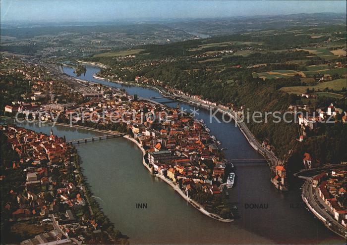 PAssAU Bayern Fliegeraufnahme Dreifuessestadt Inn Donau Ilz
