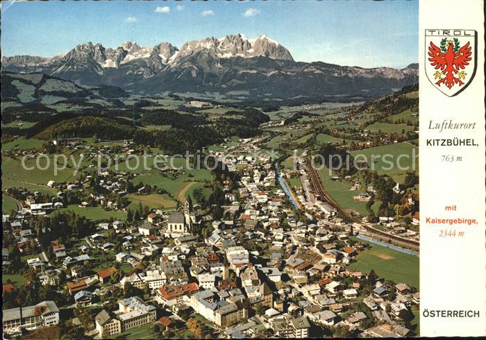 Kitzbuehel Tirol Fliegeraufnahme mit Kaisergebirge