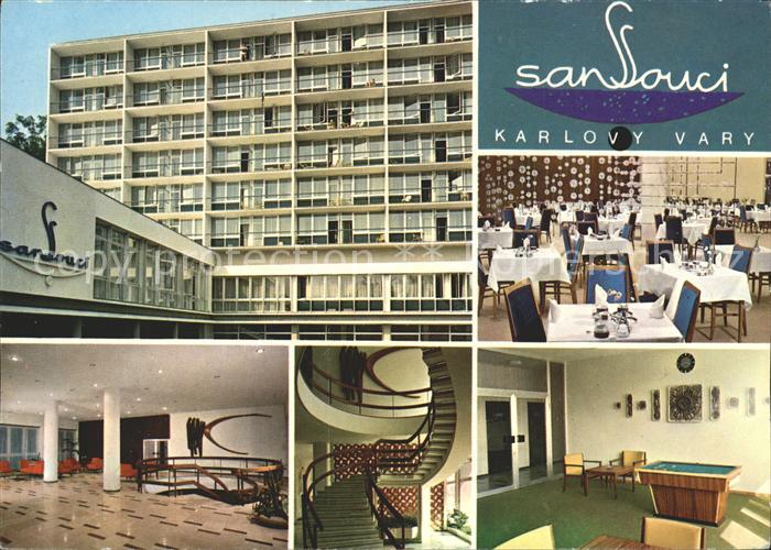 Karlovy Vary Sanatorium Sanssouci Halle Treppe Billardzimmer