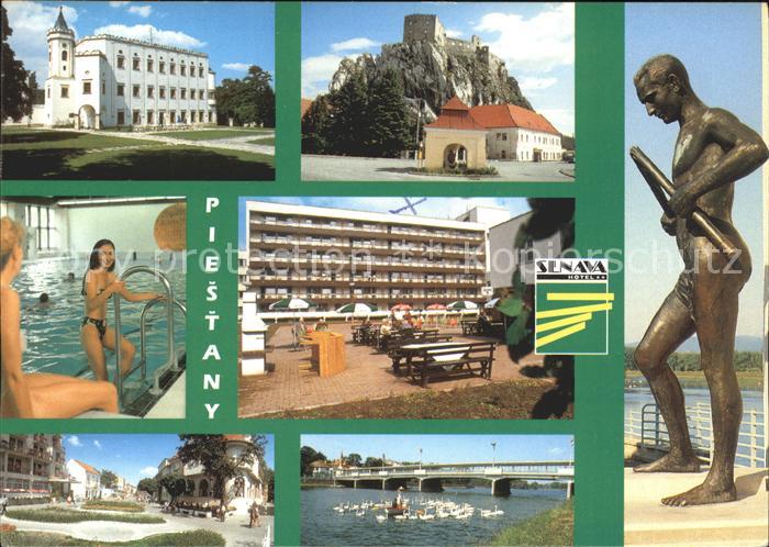 Piestany Hotel Slnava Swimmingpool Ortsansichten Statue Bruecke