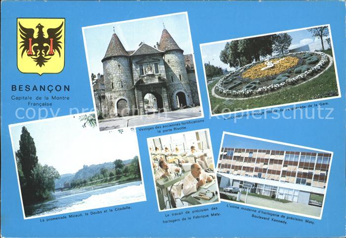 Besancon Doubs Vestiges fortification la porte Rivotte Horloge florale Horloge d