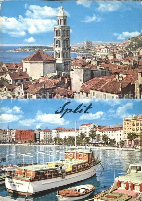 Split Spalato Ortsansicht Kirche Hafen Schiffe