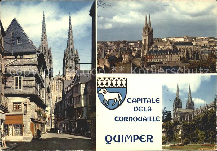 Quimper Vue generale la rue Kereon et les remparts