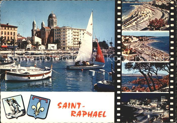 Saint-Raphael Var Le Port Vue generale sur la plage Rochers au Parc Santa Lucia