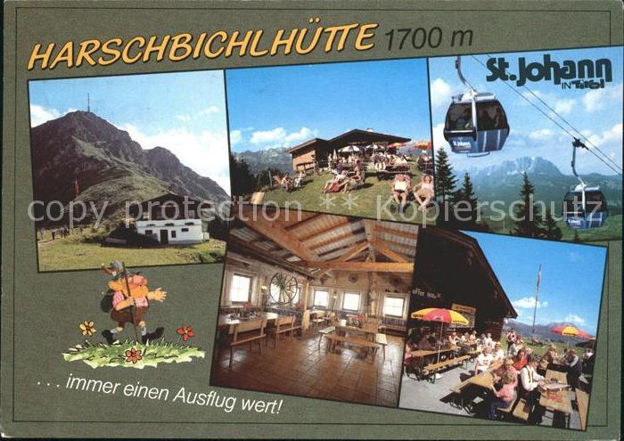 St Johann Tirol Harschbichlhuette Gastraum Terrasse Gondelbahn