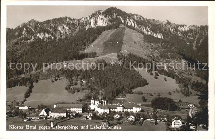 Ettal Kloster Fliegeraufnahme mit Laberdolomiten