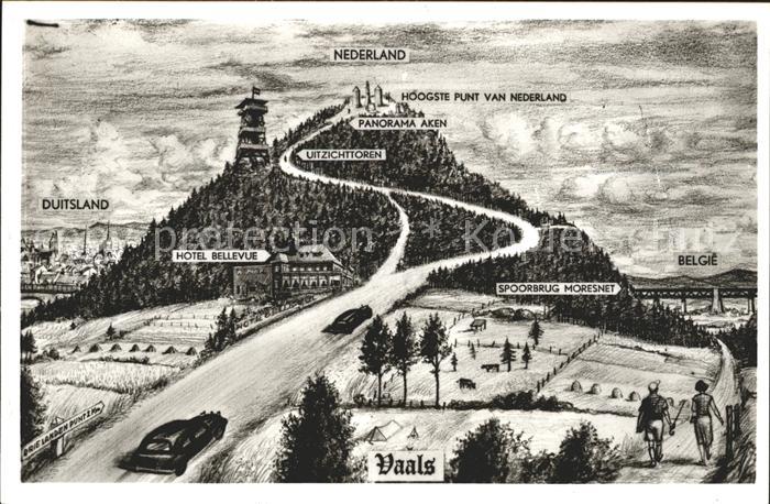 Vaals Panorama Aken Hotel Belevue Zeichnung