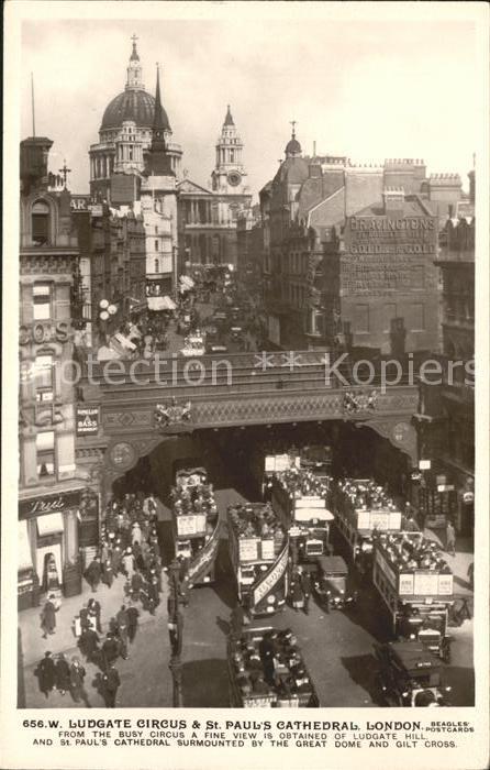 London Ludgate Circus and St. Pauls Cathedral