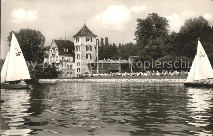 ueberlingen Bodensee Kurhalle Kurgarten Erholungsheim Kneippbad Seeburg Segelboo