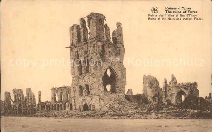 Ypern Ypres Ruines Halles Grande Place Grande Guerre Serie 19 No. 7