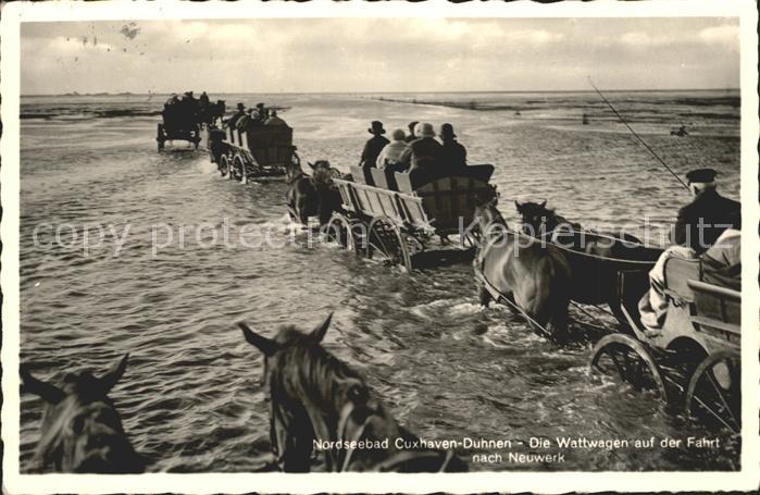 Duhnen Nordsee Nordseebad Wattwagen auf der Fahrt nach Neuwerk Bahnpost