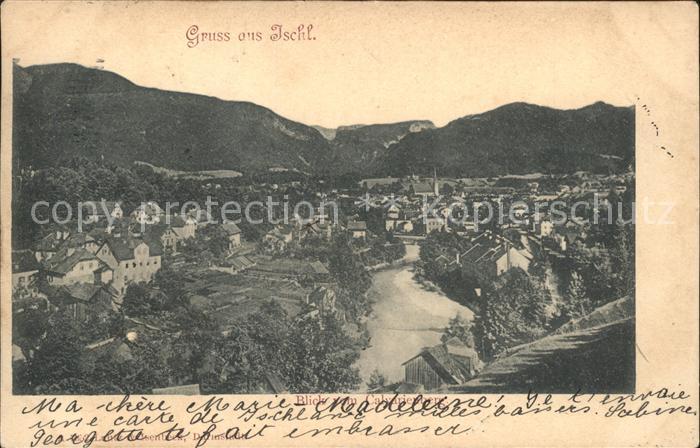 Bad Ischl Salzkammergut Panorama Blick vom Calvarienberg Bahnpost