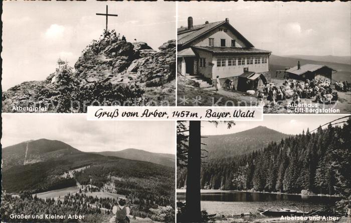 Grosser Arber Gipfelkreuz Arberhaus Bergstation Arbersee Bayerischer Wald