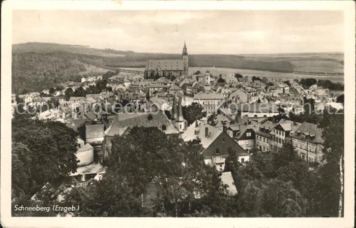 Schneeberg Erzgebirge Ortsansicht mit Kirche