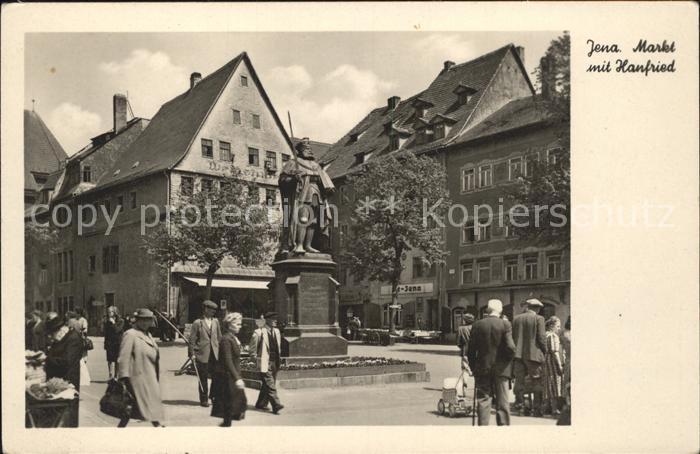 Jena Markt mit Hanfried Denkmal Statue