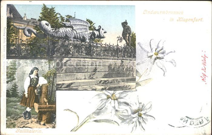 Klagenfurt Woerthersee Lindwurmbrunnen Gailtalerin