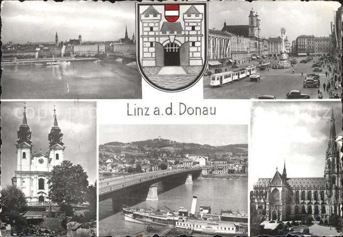Linz Donau Dampfer Kirche Bahnhof