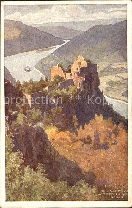 Aggsbach-Dorf Aggstein Burgruine Erste Donau Dampfschiffahrtsgesellschaft Wien K