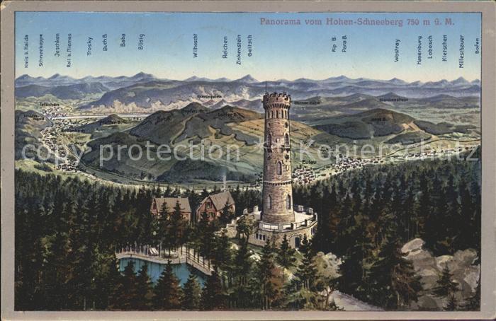 Schneeberg Tschechien Panoramakarte Trosky Schneekoppe Boesig