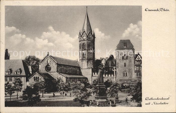 Eisenach Thueringen Lutherdenkmal mit Nicolaitor