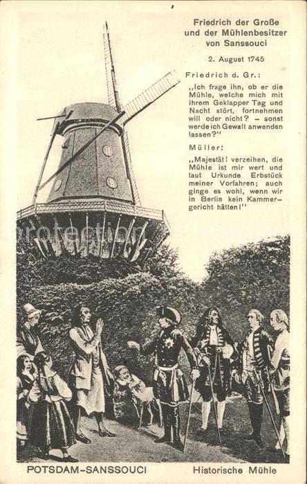 Potsdam Sanssouci Muehle Friedrich der Grosse und Muehlenbesitzer