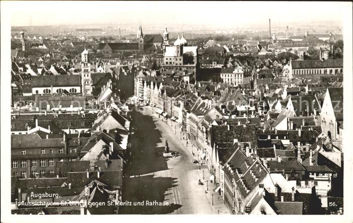 Augsburg Blick vom St. Ulrich gegen St. Moritz