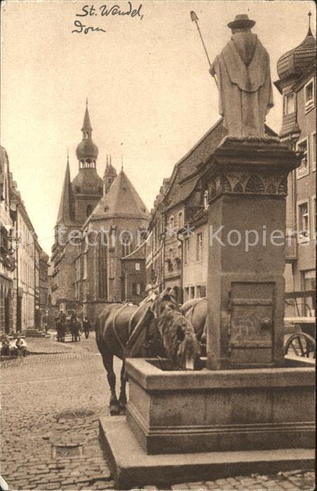 St Wendel Blick auf den Dom am Wendelinusbrunnen
