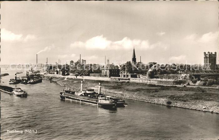 Homberg Duisburg Teilansicht Dampfer Lastkahn