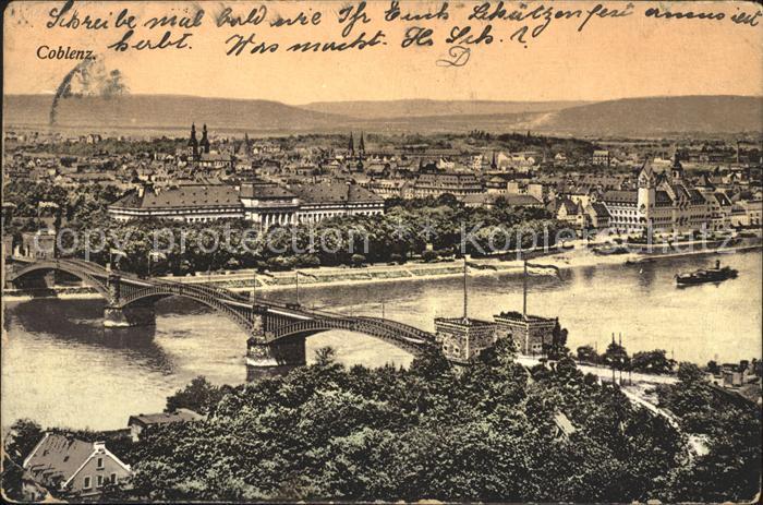 Coblenz Koblenz Ortsansicht Dampfer Bruecke