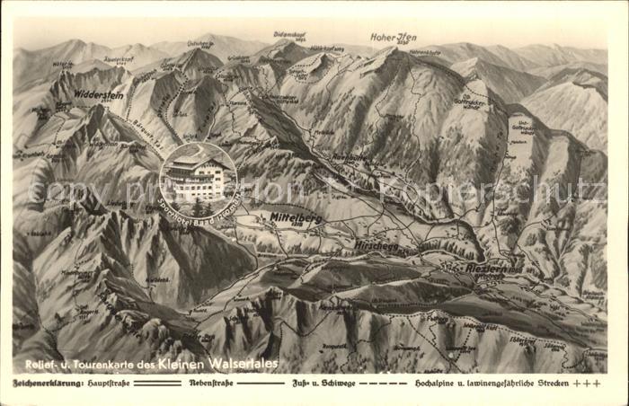 Mittelberg Kleinwalsertal Tourenkarte Alpen Sporthotel Baad